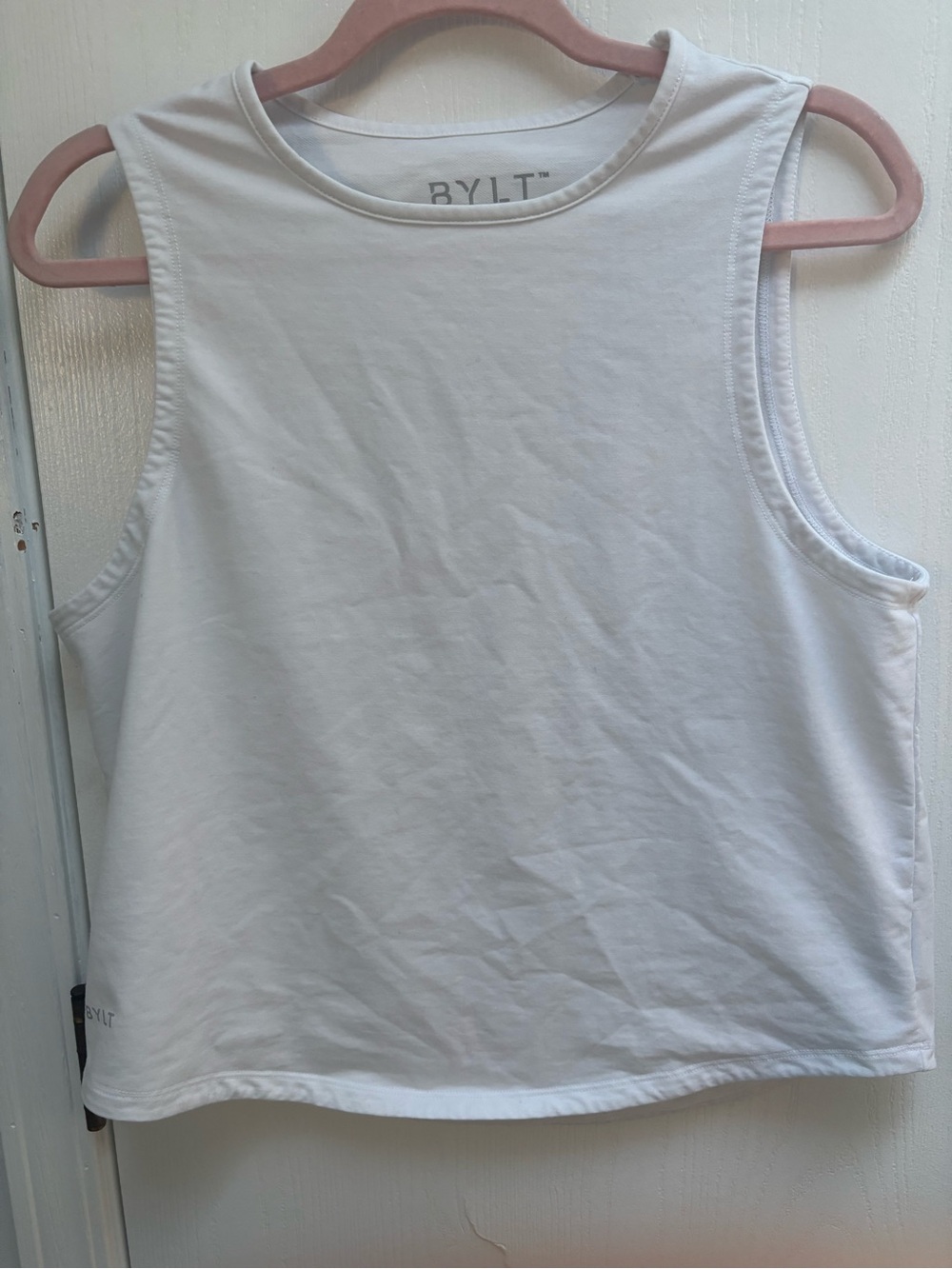 BYLT Basics White Cropped Muscle Tank